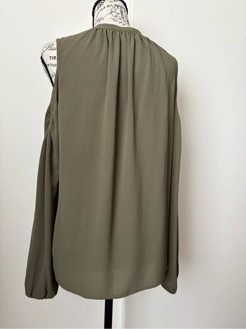Michael Kors Olive Cold-Shoulder Tie-Neck Blouse